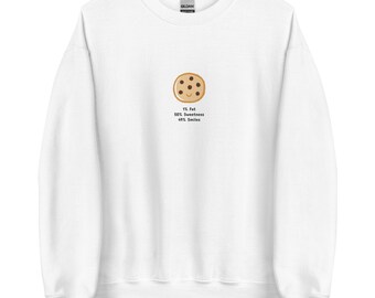 Sudadera blanca de mujer con diseño de una galleta - Suéter clásico de cuello redondo con una ilustración divertida - Sudadera juvenil