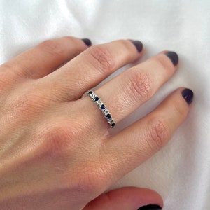 Vintage 9ct Gold Sapphire and Diamond Half Eternity Ring, Size P UK