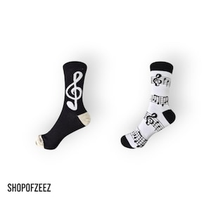 Klassische Musik Socken - Schwarze Musik Socken mit großem Notenschlüssel
