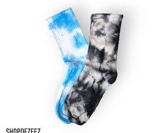 schwarz und hellblau Batik Socken