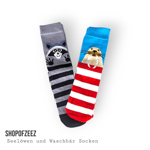 Walross und Waschbär Socken