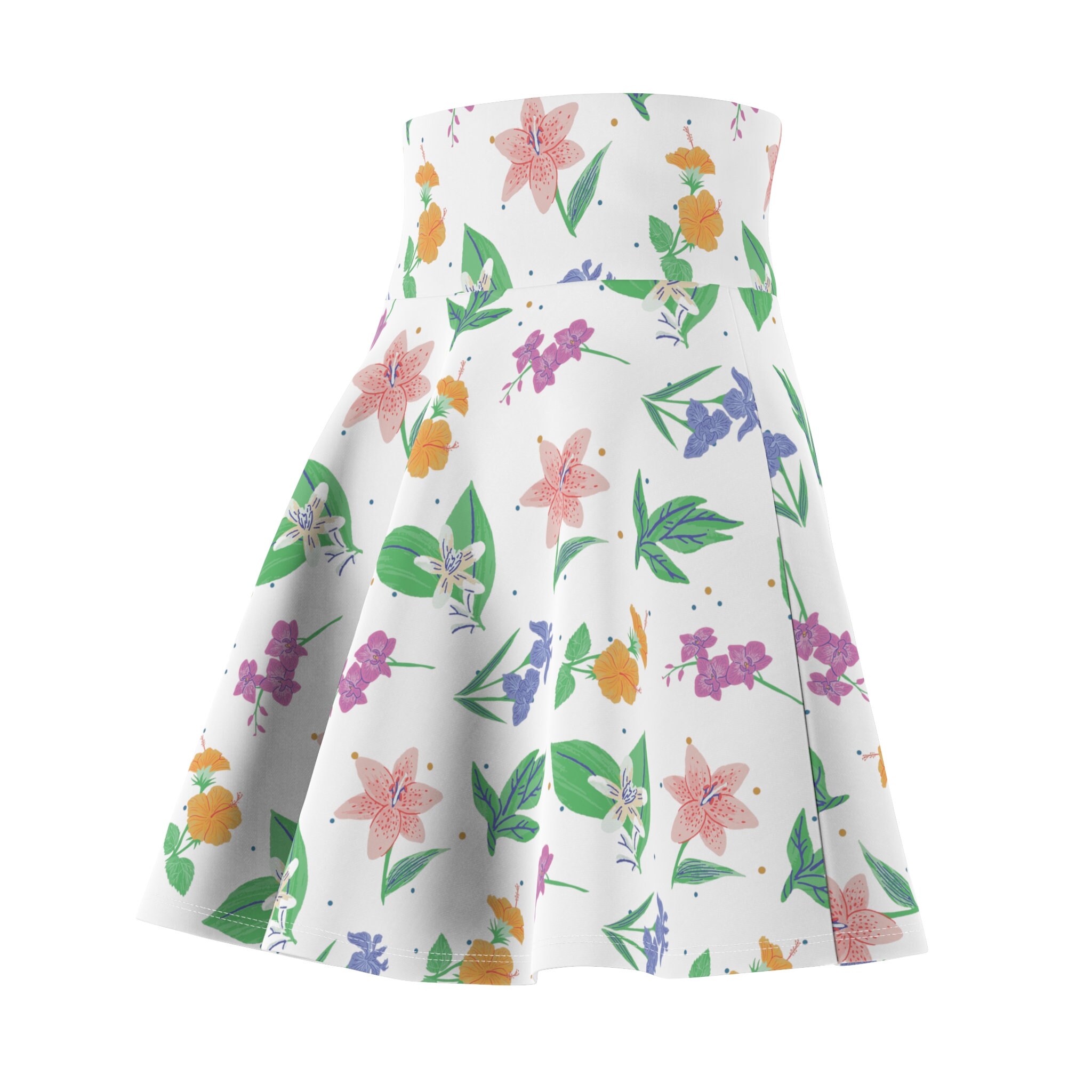 Seamless Flower Skater Skirt, Women's Skater Skirt