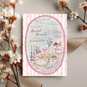 Vintage Bridal Brunch Invitation Template | Editable Bridal Shower Brunch Invite | Watercolor Garden Brunch Bridal Shower | Canva Invitation image 9