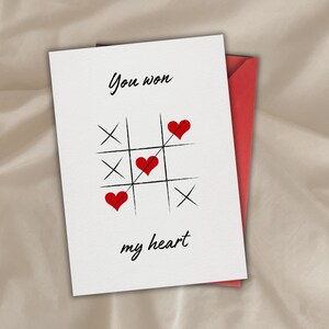 Druckbare Valentinstagskarte, Du hast mein Herz gewonnen Süße Valentinstagskarte, 13 x 18 cm Sofortiger Download PDF
