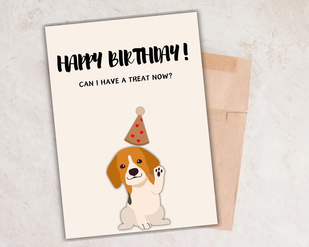 Funny Dog Birthday Card, Printable Treat Card (digital Download) - Etsy