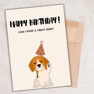 Cartão de aniversário fofo para impressão, cartão de aniversário engraçado para amigos, mãe, pai, parceiro, cartão de aniversário engraçado com cachorro adorável, download instantâneo
