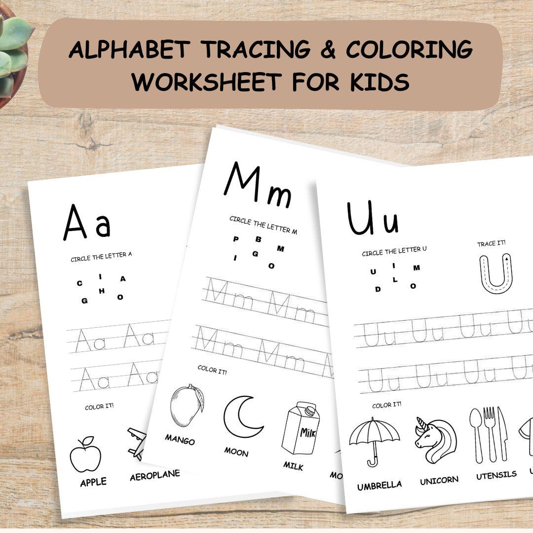 Alphabet Tracing Worksheets for Kids | Handwriting Practice Printable ...