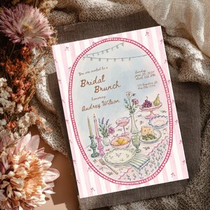 Vintage Bridal Brunch Invitation Template | Editable Bridal Shower Brunch Invite | Watercolor Garden Brunch Bridal Shower | Canva Invitation image 14