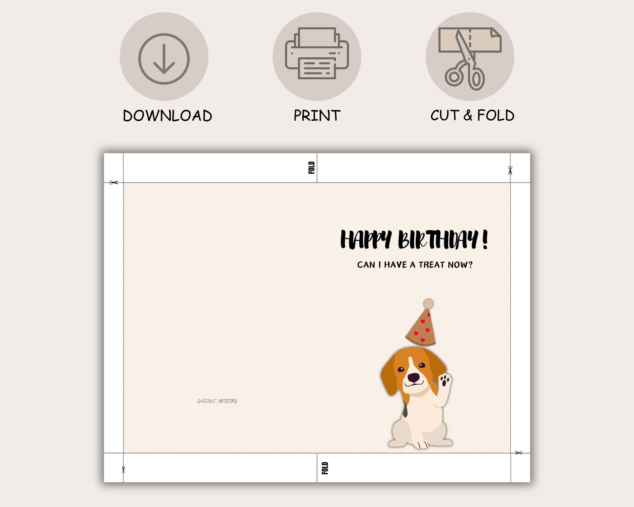 Funny Dog Birthday Card, Printable Treat Card (digital Download) - Etsy