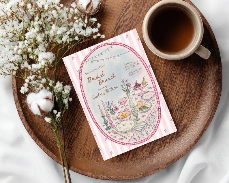 Vintage Bridal Brunch Invitation Template | Editable Bridal Shower Brunch Invite | Watercolor Garden Brunch Bridal Shower | Canva Invitation image 11