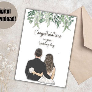 Congratulations on your Wedding Day Card, Printable Wedding Congratulations Card PDF, Bride & Groom Wedding Congrats Card