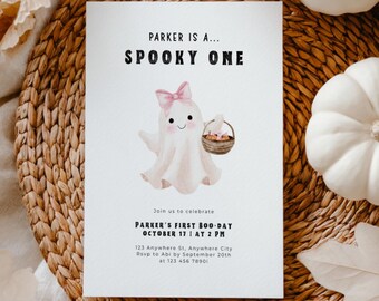 Halloween Spooky One Birthday Invitation Girl Halloween Birthday Invitation 1st Birthday Invitation Girl First Birthday Invitation Girl L42