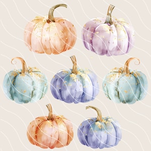 Pastel Halloween Clipart Bundle PNG & SVG, Glitter Pastel Pumpkins ...
