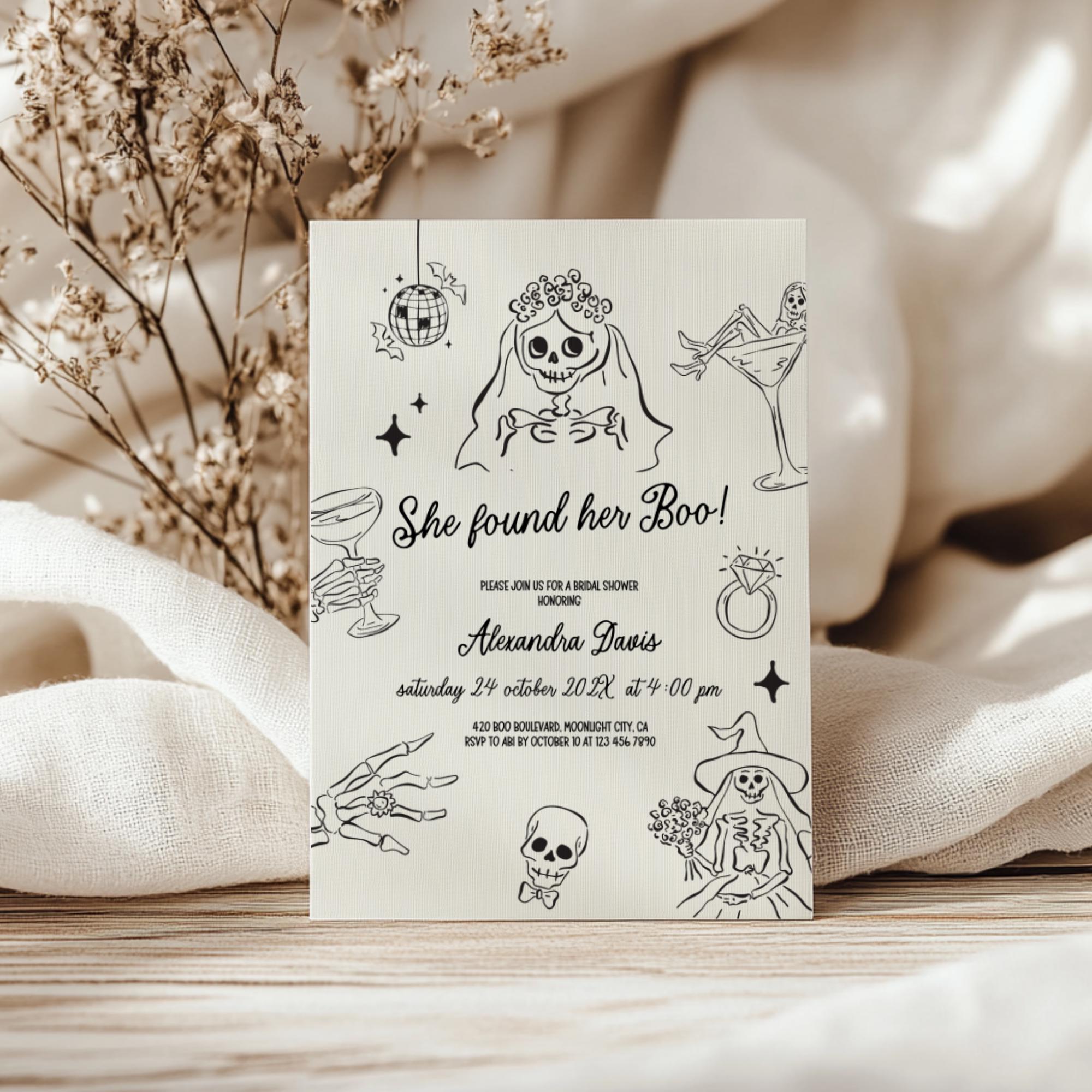 She Found Her Boo Bridal Shower Invitation - Editable Halloween Bridal ...