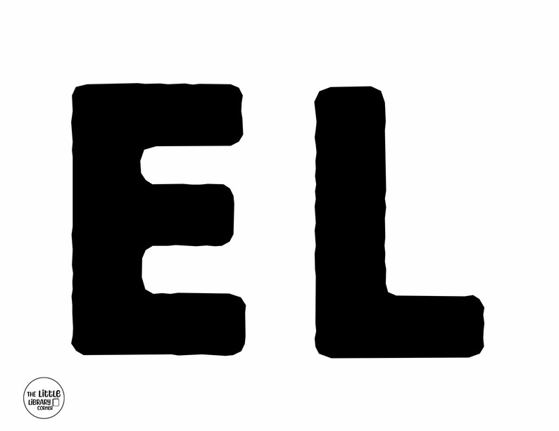 K&ouml;nnte beinhalten: Schwarze Buchstaben "E" und "L" auf wei&szlig;em Hintergrund. Die Buchstaben haben ein strukturiertes, leicht raues Aussehen. In der unteren linken Ecke befindet sich ein kleines rundes Logo mit Text.