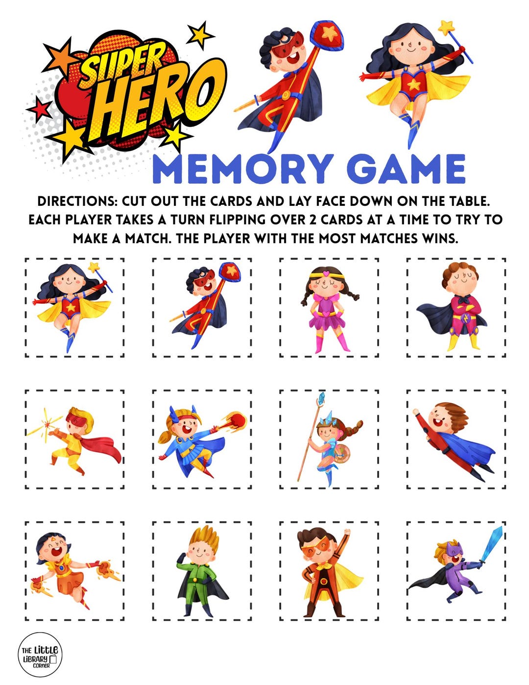 Superhero Memory Game - Etsy