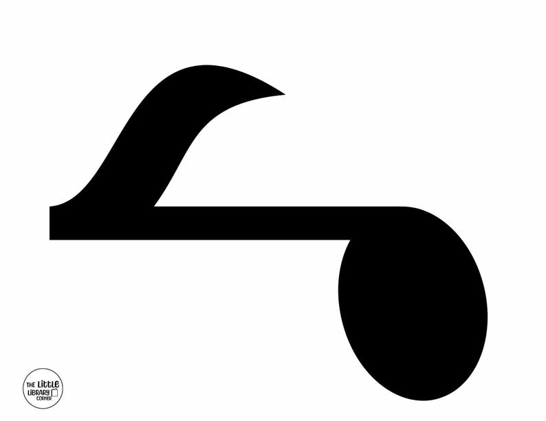 May include: A black musical rest symbol on a white background. The symbol is a combination of a curved line, a horizontal line, and a filled oval shape. The Little Library Corner logo is in the bottom left corner.