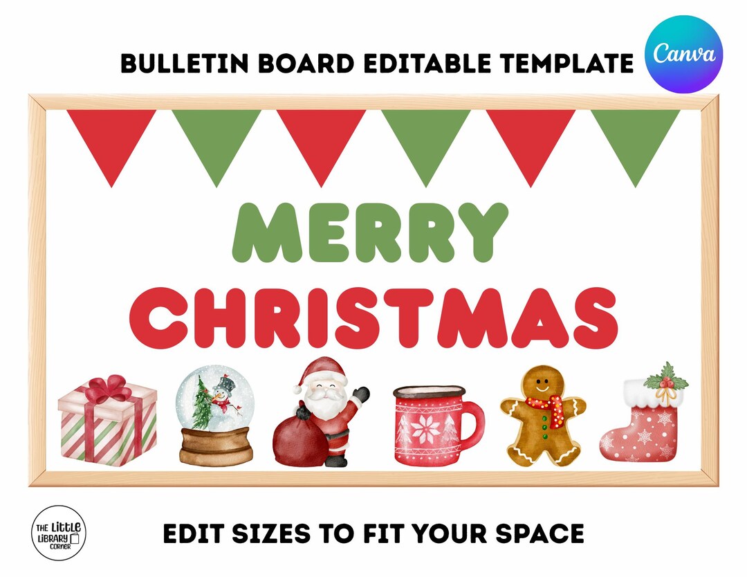 Merry Christmas Bulletin Board Template-editable With Canva Pro - Etsy