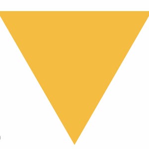 K&ouml;nnte beinhalten: Ein gelbes Dreieck vor wei&szlig;em Hintergrund. Das Dreieck hat eine helle, warme gelbe Farbe. Das Logo The Little Library Corner befindet sich in der unteren linken Ecke.