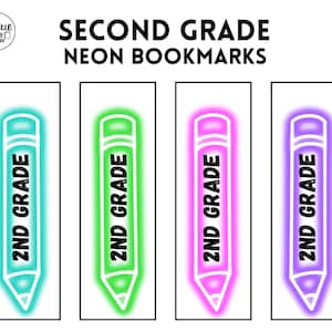 Second Grade Neon Bookmarks