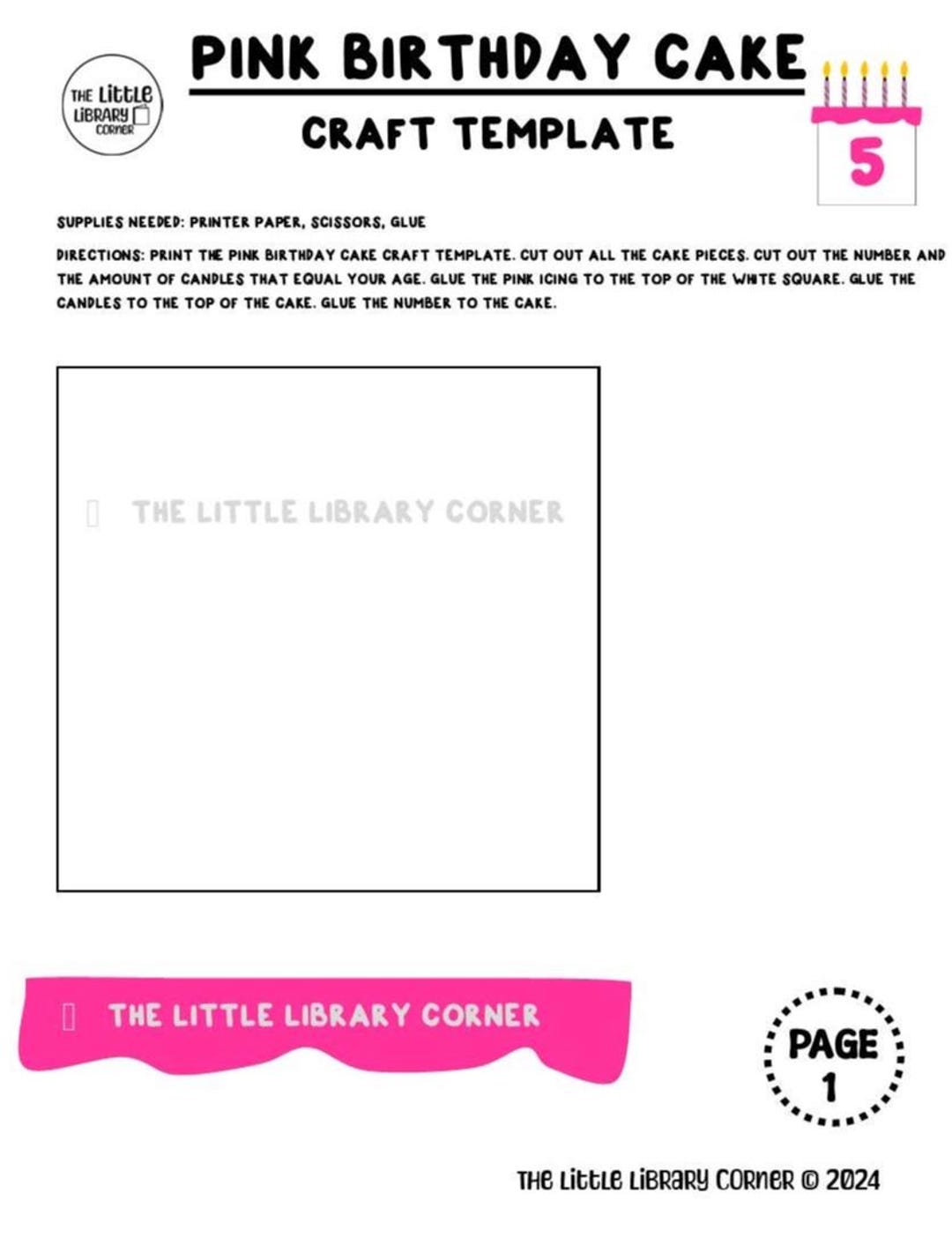 Pink Birthday Cake Craft - Etsy