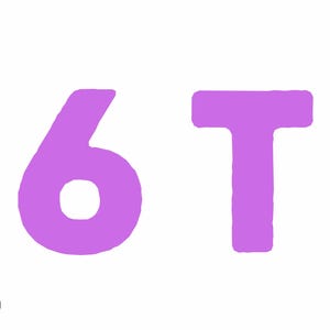 May include: A white background with the number 6 and the letter T in a light purple color. The Little Library Corner logo is in the bottom left corner.