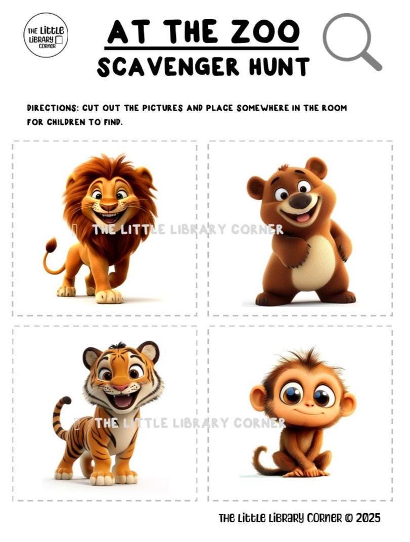 At the Zoo Scavenger Hunt - Etsy