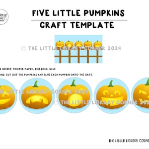 Five Little Pumpkins Craft Template - Etsy