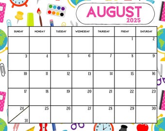 School Year Monthly Calendars 2025-2026 Template-Editable with Canva Pro