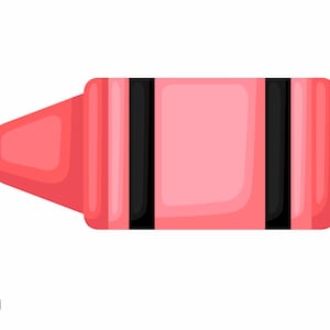 K&ouml;nnte beinhalten: Ein rosa Buntstift mit einem schwarzen Streifen auf wei&szlig;em Hintergrund. Der Buntstift hat einen hellrosa Farbton mit einer dunkleren rosa Spitze. Das Logo The Little Library Corner befindet sich unten links.