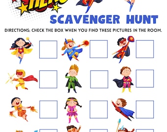 Superhero Scavenger Hunt Game