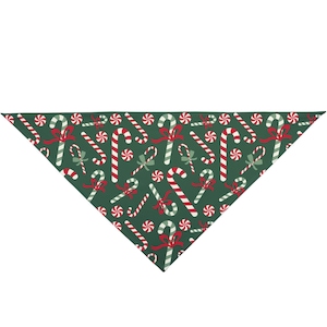 Green Candy Cane Swirl  | Dog Bandana | Holiday Pet Scarf, Christmas Pet Fashion