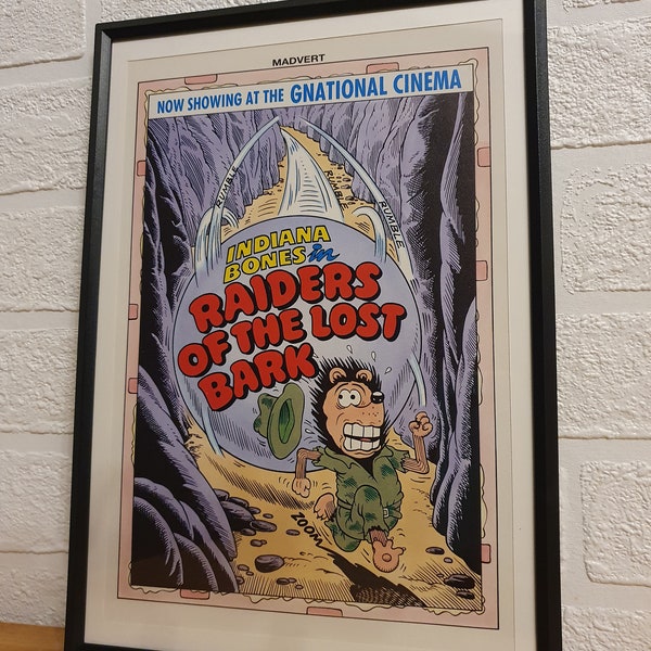 Dennis the Menace Wall Art, Authentic Comic Illustration, Beano, Gnasher, Indiana Jones, Framed Poster, Bedroom Man Cave Office Decor, Gift