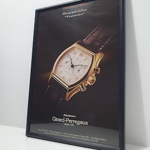 Girard Perregaux Framed Wall Art, Authentic Advertisement, Watch, Framed Poster, Bedroom Man Cave Office Decor, Gift