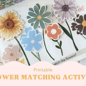Abbinamento fiori per bambini, Abbinamento colori stampabile, Stampabile per bambini, Gioco di abbinamento colori, Stampabile per bambini, Stampabile Montessori