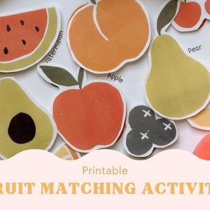 Juego de combinación de frutas para niños pequeños, Tarjeta de combinación de frutas imprimible, Montessori para niños pequeños, Aprendizaje de frutas, Juego de combinación de frutas imprimible para niños pequeños
