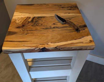 Kitchen Island, butchers block, Handcrafted Spalted Beech, Rustic Farmhouse Cart, custom colour options.