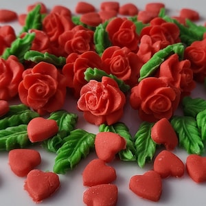 VALENTINE Jadalna pasta cukrowa - zestaw Róże i Serca