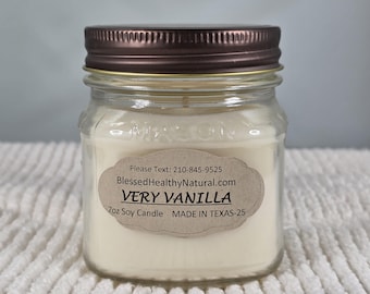 Handmade Scented Soy Candle M2O – 7oz Very Vanilla, Rich Cream, Buttery Vanilla, Sweet Gourmand Scent