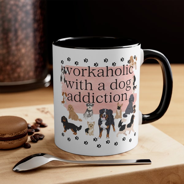 Workaholic mit einer Hundesucht, Hundemama Kaffeebecher, Pudel, Berner Sennenhund, Hundemama Ära, Cavalier, Doodle, Hundeliebhaber Geschenk