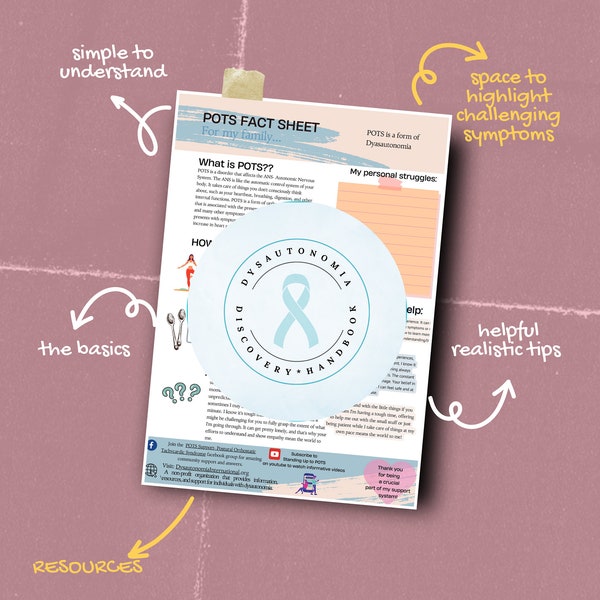 POTS chronic illness POTS dysautonomia factsheet worksheet infographic facts handout sheets