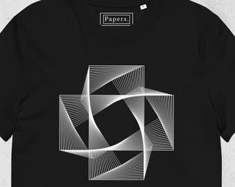 Maglietta con effetto ottico geometrico: cotone biologico minimalista astratto
