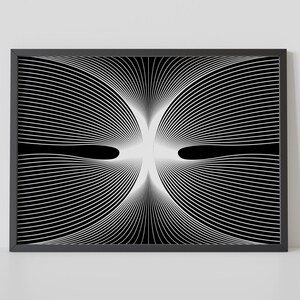 Líneas del INFINITO: Tres – PAISAJE GEOMÉTRICO Impresión de póster óptico en blanco y negro – Arte mural abstracto en movimiento - Póster fotográfico
