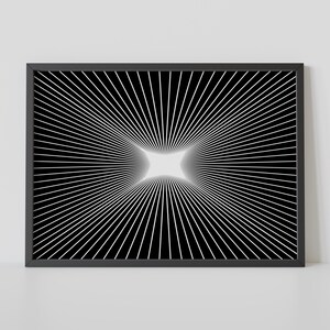 Líneas del INFINITO: Dos – PAISAJE GEOMÉTRICO Impresión de póster óptico en blanco y negro – Arte mural abstracto en movimiento - Póster fotográfico