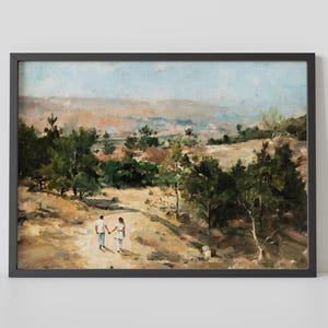 Caminar hacia la eternidad – PAISAJE con figuras de JOAQUÍN Sorolla – Paseo romántico por el campo con una pareja de la mano - Póster fotográfico