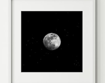 Full Moon Photography Print: Detailed Lunar Surface, Celestial Wall Art