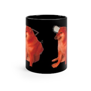 Taza de café negra de Pochita the Shiba, de Chainsaw Man Anime, 325 ml