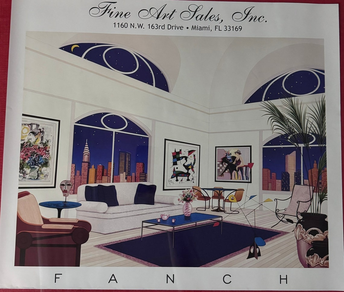 Vintage Fine Art Poster Francois Ledan Fanch New York Nights II Fine
