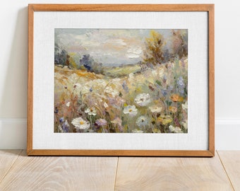 Spring Wildflower Landscape Art Print | Digital Print | Printable Wall Art Poster | Landscape Painting | Home Decor Download