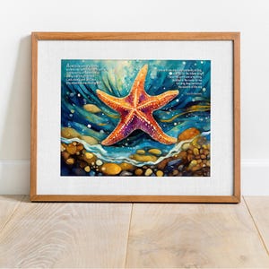 Sea Star Art Print, Digital Print, Printable Wall Art Poster, Tide Pool Painting, Starfish Home Decor Download Gift for Ocean Lover